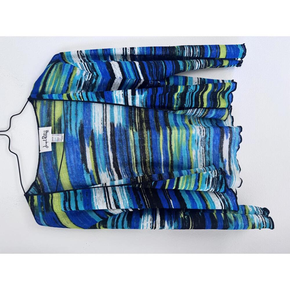 Vintage Joseph Ribkoff Abstract Stripe Open Front Cardigan Womens Size 12